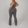Custom Women’s Plus Size Yoga Set – Gym Activewear Crop Bra & High-Waist Flare Pants