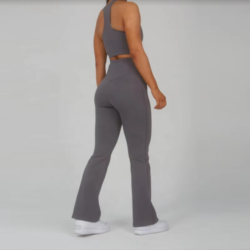 Custom Women’s Plus Size Yoga Set – Gym Activewear Crop Bra & High-Waist Flare Pants