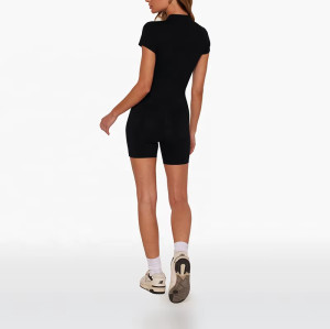 Custom Zipper One-Piece Women’s  Yoga Jumpsuit – Fashion Fitness Athletic Bodysuit for Gym & Workout