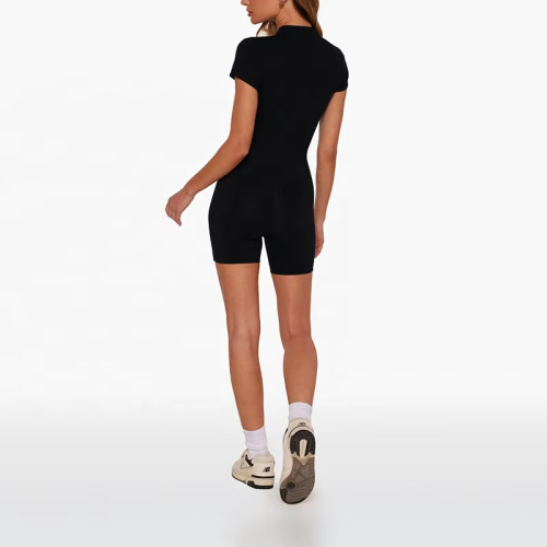 Custom Zipper One-Piece Women’s  Yoga Jumpsuit – Fashion Fitness Athletic Bodysuit for Gym & Workout