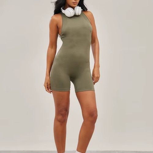 High Quality Seamless Ruched Bum Yoga Jumpsuit for Women  –  OEM Gym Workout Fitness Unitard