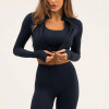 Custom Women's Yoga Crop Jacket – 4-Way Stretch Nylon Spandex Full Zip Fitness Tracksuit Top