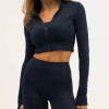 Custom Women's Yoga Crop Jacket – 4-Way Stretch Nylon Spandex Full Zip Fitness Tracksuit Top
