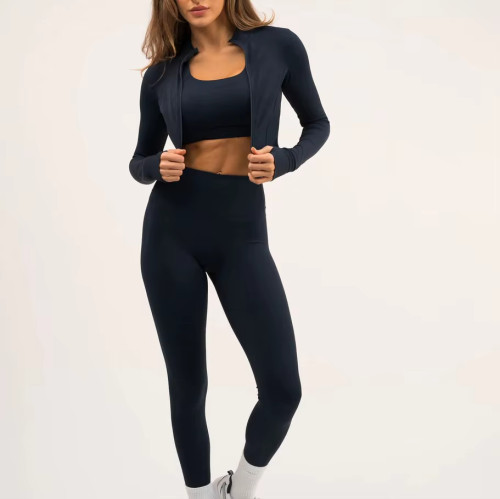 Custom Women's Yoga Crop Jacket – 4-Way Stretch Nylon Spandex Full Zip Fitness Tracksuit Top