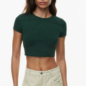 Custom Women’s O-Neck Crop Top – Slim Fit OEM Short Casual T-Shirt for Activewear
