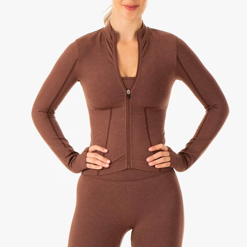 Women’s Slim Fit Gym Jacket – Sportswear Fitness Zip-Up with Pockets for Active Training