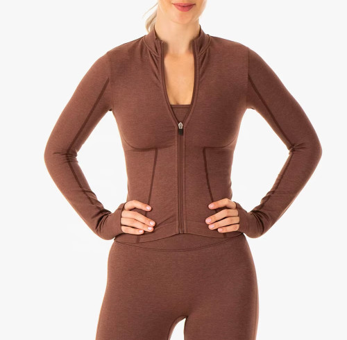 Women’s Slim Fit Gym Jacket – Sportswear Fitness Zip-Up with Pockets for Active Training