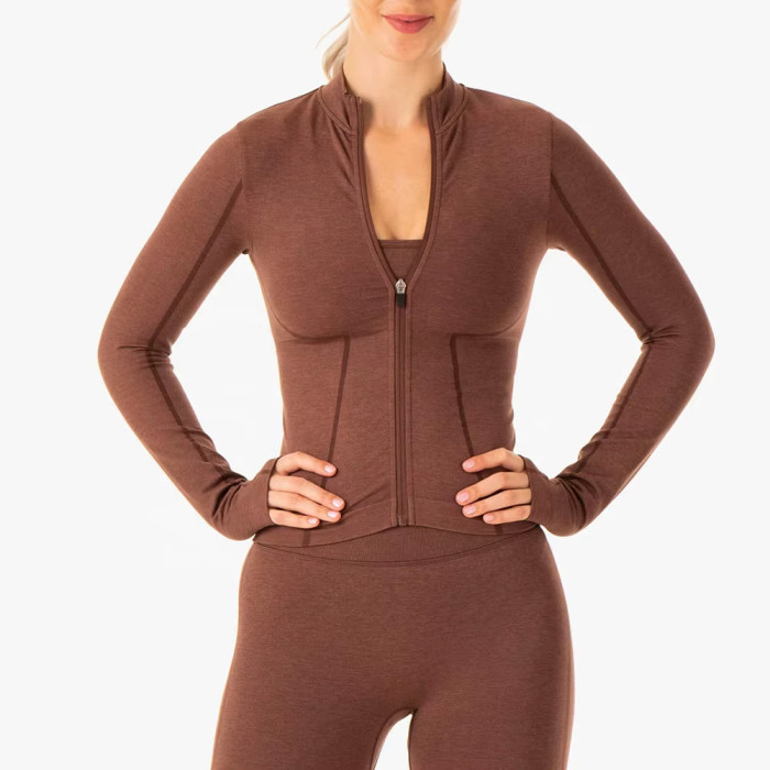 Women’s Slim Fit Gym Jacket – Sportswear Fitness Zip-Up with Pockets for Active Training