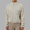 Women's Winter Sherpa Fleece Jacket – Warm Stand Neck Bomber Fitness Outerwear with Buttons