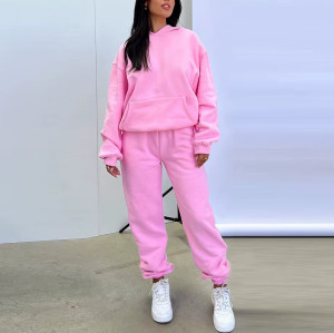 Women’s Hoodie Set | Custom Cotton Heavyweight Pullover & Stacked Joggers | Breathable Sweatpants