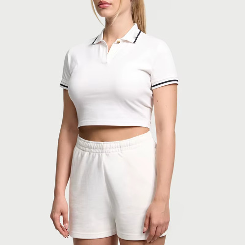 Women’s Crop Polo Shirt | Pickleball & Tennis Wear | Breathable Fashion Golf Gym Top