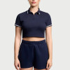 Women’s Crop Polo Shirt | Pickleball & Tennis Wear | Breathable Fashion Golf Gym Top