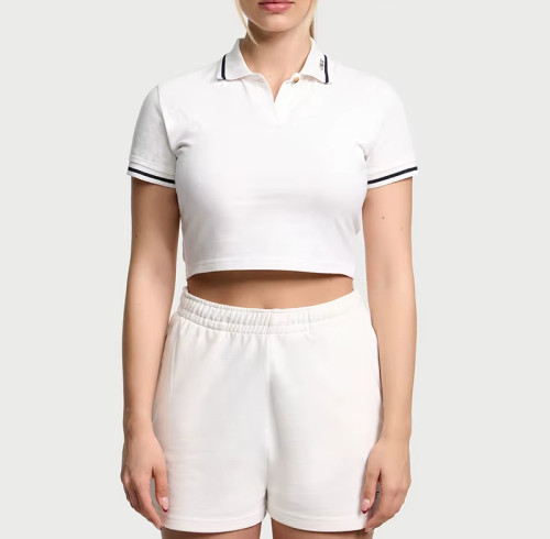 Women’s Crop Polo Shirt | Pickleball & Tennis Wear | Breathable Fashion Golf Gym Top