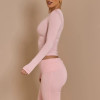 Women’s Crop Top | Long Sleeve Round Neck Quick Dry Gym Top | Fitted Pink Activewear