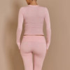 Women’s Crop Top | Long Sleeve Round Neck Quick Dry Gym Top | Fitted Pink Activewear