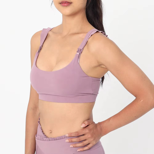 Women’s Nursing Sports Bra | Lightweight Stretchy Ruffle Design | Medium Support Activewear