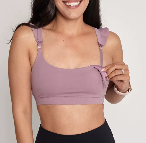 Women’s Nursing Sports Bra | Lightweight Stretchy Ruffle Design | Medium Support Activewear
