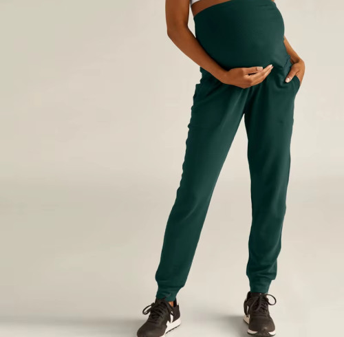 Women’s Maternity Sweatpants | Cotton Breathable Jogger Pants | Ribbed Waist Pregnancy Pants