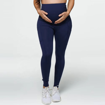 Women’s Maternity Leggings | Dark Blue Super High Waist | Four-Way Stretch Breathable Pants