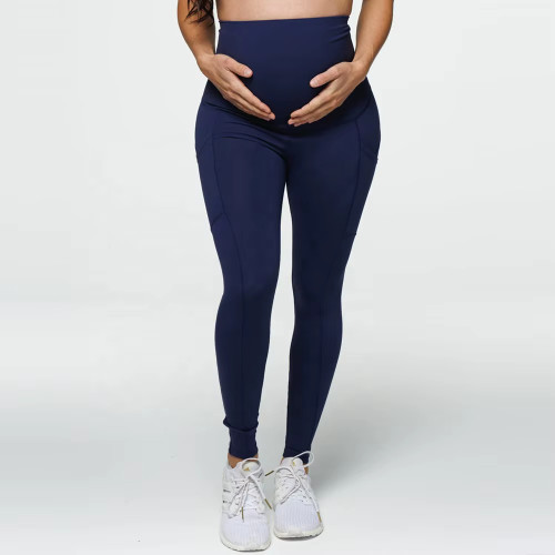 Women’s Maternity Leggings | Dark Blue Super High Waist | Four-Way Stretch Breathable Pants