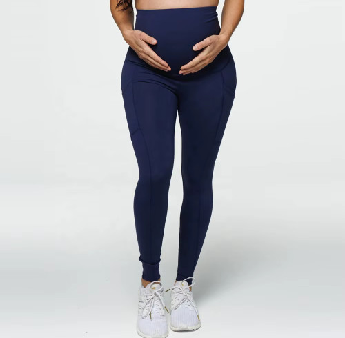 Women’s Maternity Leggings | Dark Blue Super High Waist | Four-Way Stretch Breathable Pants