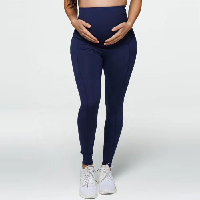 Women’s Maternity Leggings | Dark Blue Super High Waist | Four-Way Stretch Breathable Pants