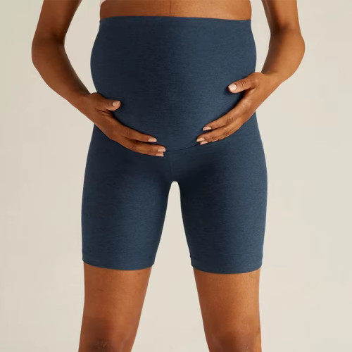 Women’s Maternity Biker Shorts | High Quality Nylon Fabric | Solid Color Pregnancy Activewear
