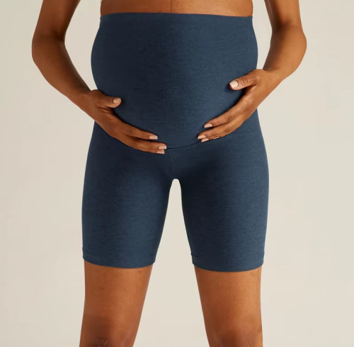 Women’s Maternity Biker Shorts | High Quality Nylon Fabric | Solid Color Pregnancy Activewear