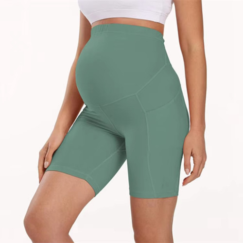 Women’s Maternity Yoga Shorts | High Waist Pocket Plus Size | Custom Logo Pregnancy Activewear