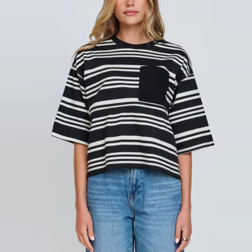 Women’s Nursing T-Shirt | Knit Contrast Panel Tee | Breastfeeding Friendly Custom Maternity Top