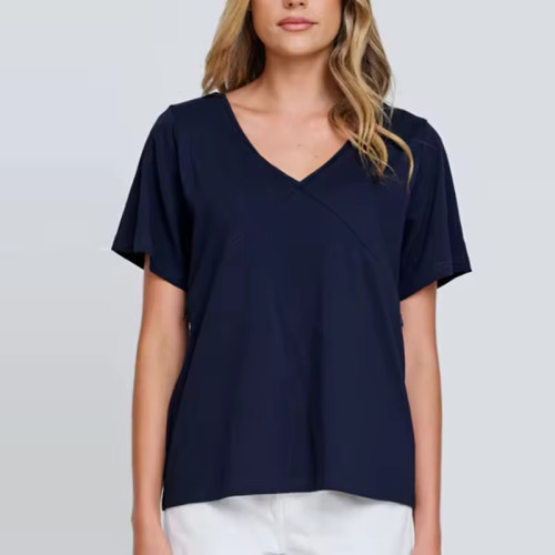 Women’s Nursing T-Shirt | V Neck Cotton Tee with Invisible Zipper | Custom Logo Breastfeeding Top