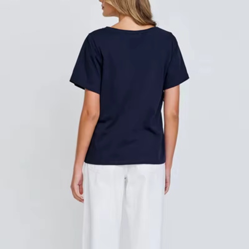 Women’s Nursing T-Shirt | V Neck Cotton Tee with Invisible Zipper | Custom Logo Breastfeeding Top