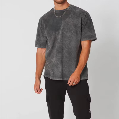 Men’s Oversized T-Shirt | Short Sleeve Breathable Tee | Acid Wash Loose Shirt with Custom Logo