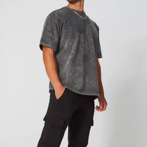 Men’s Oversized T-Shirt | Short Sleeve Breathable Tee | Acid Wash Loose Shirt with Custom Logo