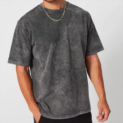 Men’s Oversized T-Shirt | Short Sleeve Breathable Tee | Acid Wash Loose Shirt with Custom Logo