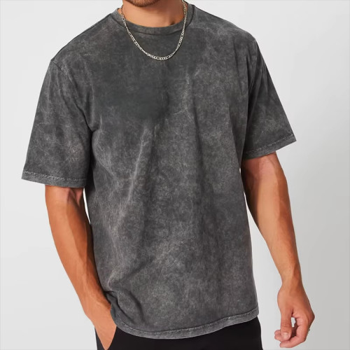 Men’s Oversized T-Shirt | Short Sleeve Breathable Tee | Acid Wash Loose Shirt with Custom Logo
