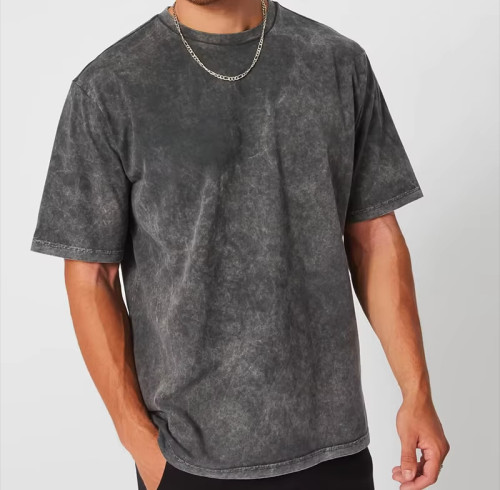 Men’s Oversized T-Shirt | Short Sleeve Breathable Tee | Acid Wash Loose Shirt with Custom Logo