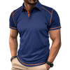 Custom Men's Polo Shirt | Short Sleeve Splicing Print | Golf Shirt with Turn-Down Collar & Buttons