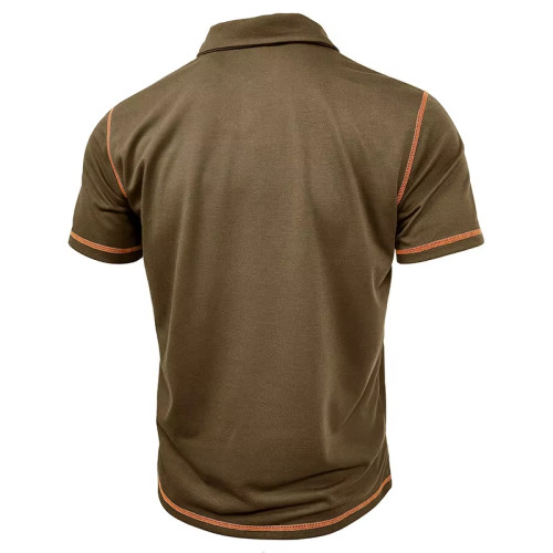 Custom Men's Polo Shirt | Short Sleeve Splicing Print | Golf Shirt with Turn-Down Collar & Buttons