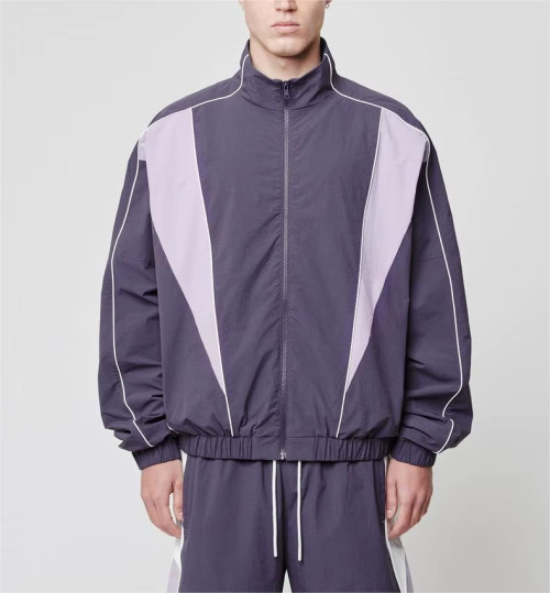 Custom Men's Nylon Jacket | Waterproof Zip Up Athletic Running Color Block Training Sportswear