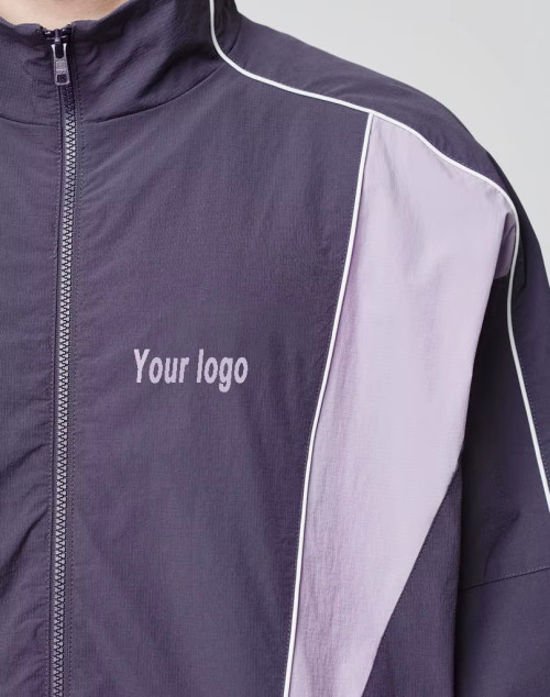 Custom Men's Nylon Jacket | Waterproof Zip Up Athletic Running Color Block Training Sportswear