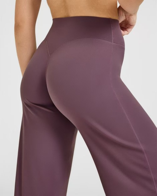 Custom Vintage Purple Wide Leg Leggings | Straight Leg Bottoms for Yoga & Gym | Comfortable Activewear