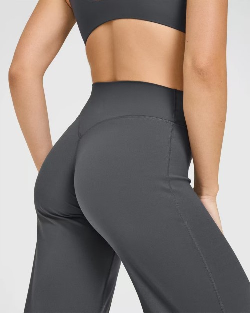 Custom Coal Wide Leg Leggings | Straight Leg Bottoms for Wholesale | OEM Yoga & Gym Activewear