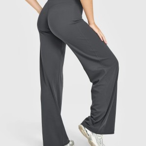 Custom Coal Wide Leg Leggings | Straight Leg Bottoms for Wholesale | OEM Yoga & Gym Activewear