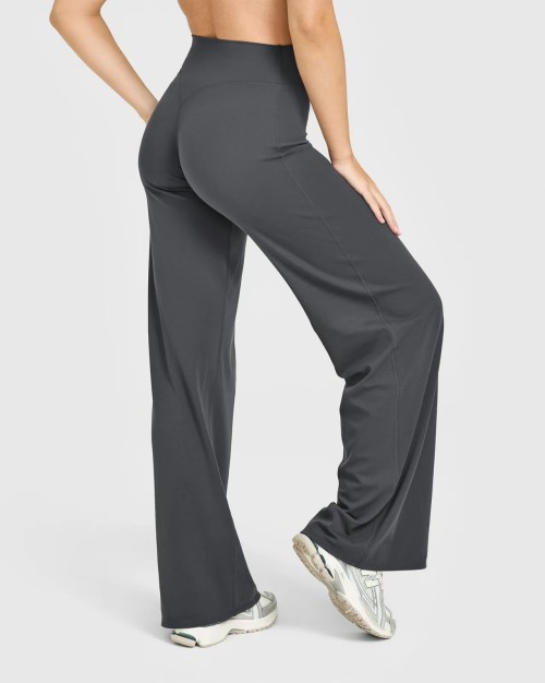Custom Coal Wide Leg Leggings | Straight Leg Bottoms for Wholesale | OEM Yoga & Gym Activewear