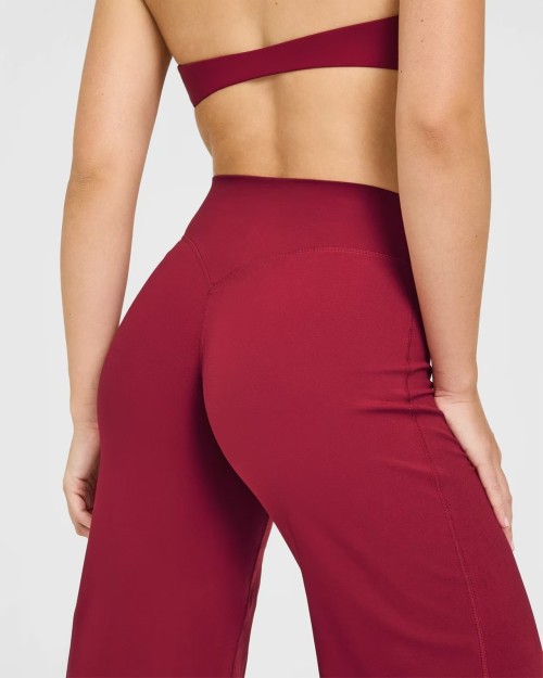 Custom Ruby Red Straight Leg Bottoms | Wide Leg Yoga & Gym Leggings | OEM Activewear for Wholesale