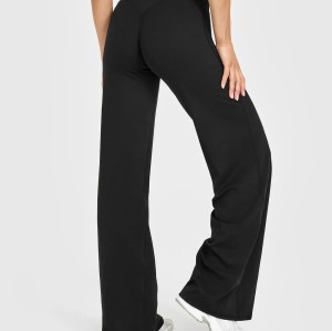 Custom Black Straight Leg Bottoms | Wide Leg Yoga & Gym Leggings | OEM Activewear for Wholesale