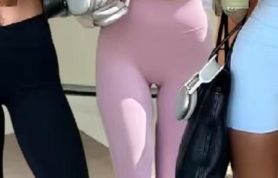 Women wearing different color leggings showcasing high-waist and hip-shape tailoring design