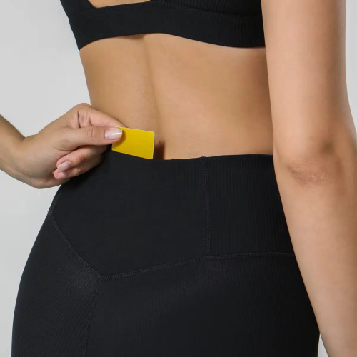 Custom Seamless Ribbed Yoga Pants | Full-Length 4-Way Stretch Nude Fitness Leggings for Women