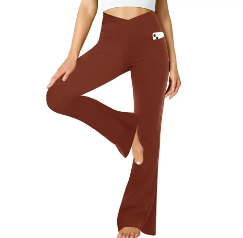 Custom Flare Yoga Pants for Women | Cross Waist Boot Cut Soft Wide Leg Leggings